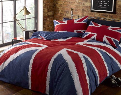 Funky Union Jack British Uk Blue Red White King Size Duvet Cover Beddi