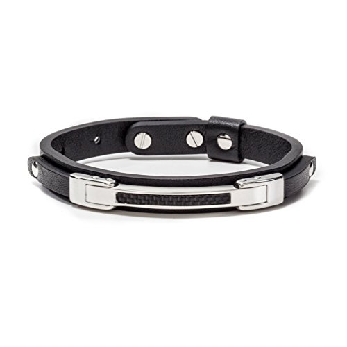 Thompson Stains Leather Carbon Stud Pop Bracelet - Black